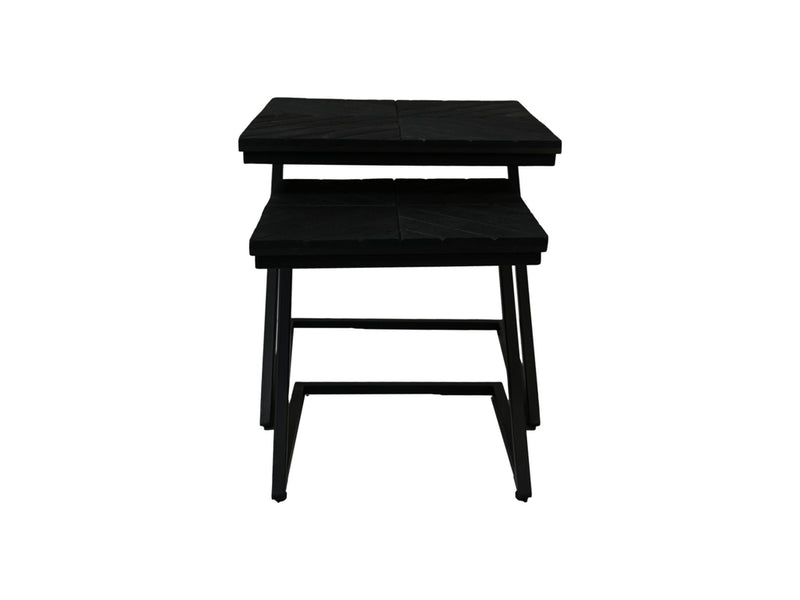 Bijzettafel Z-model - 40x40x40/50x50x50 - Zwart - Mangohout/metaal