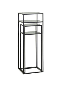 Pillar S/2 30x30x80+35x35x100 cm BILO matt black+glass black