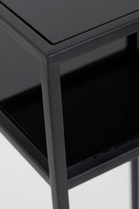 Pillar S/2 30x30x80+35x35x100 cm BILO matt black+glass black