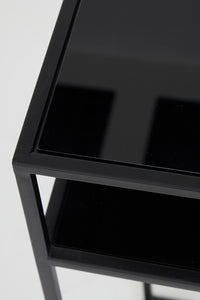 Pillar S/2 30x30x80+35x35x100 cm BILO matt black+glass black