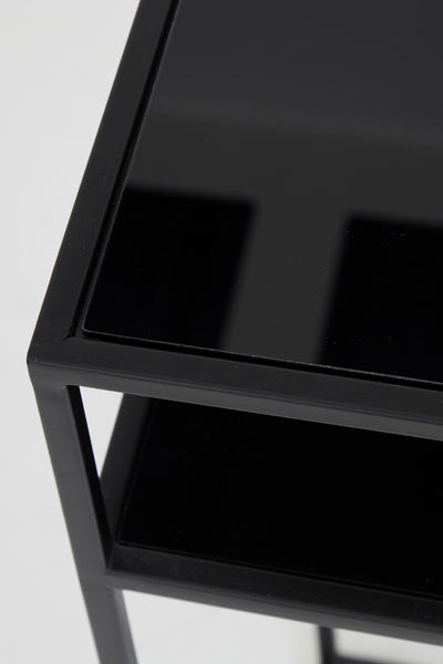 Pillar S/2 30x30x80+35x35x100 cm BILO matt black+glass black