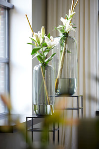 Pillar S/2 30x30x80+35x35x100 cm BILO matt black+glass black