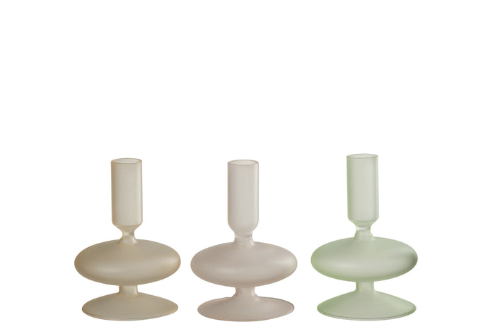 Candle Holder Matte Glass Mix Assortment Of 3