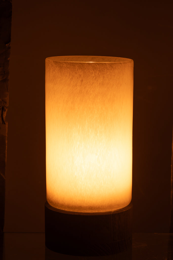 Candleholder/Vase Ray Glass/Willow Wood Grey/Black Medium