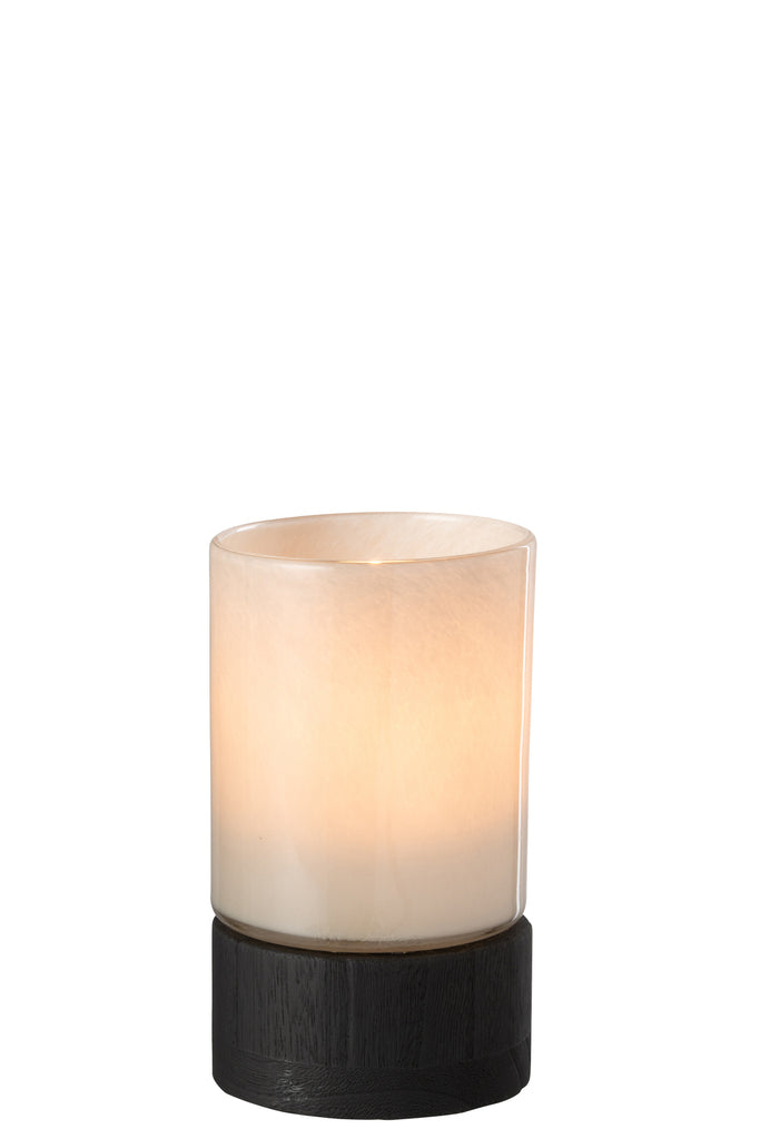 Candleholder/Vase Ray Glass/Willow Wood Grey/Black Small
