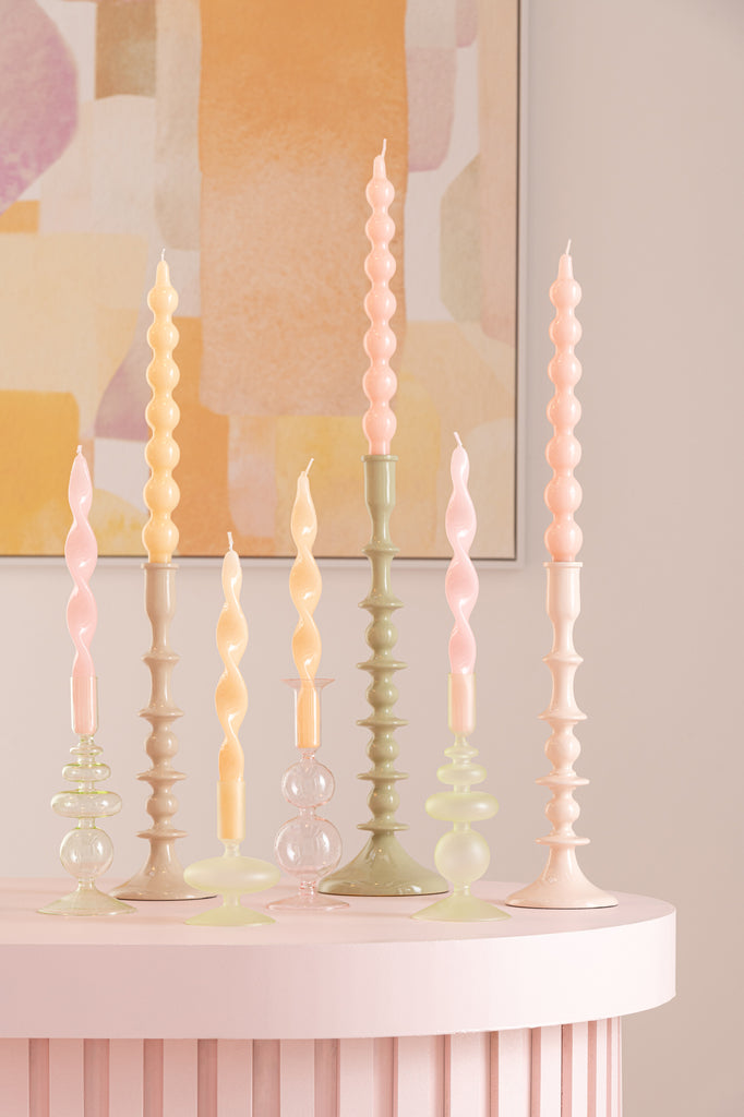 Candlestick Aluminium Light Pink/Beige Assortment Of 2