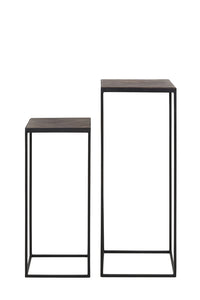 Pillar S/2 33x33x80+38x38x100 cm CHISA wood brown-black
