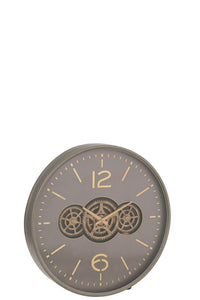 Clock Hollow Gears  Mdf Grey/Gold Large