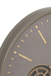 Clock Hollow Gears  Mdf Grey/Gold Large