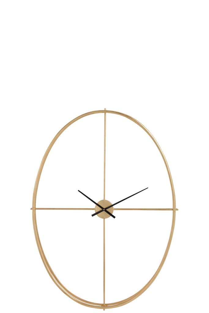 Clock Oval Metal Gold Large