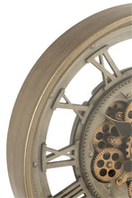 Afbeelding in Gallery-weergave laden, Clock Roman Numerals Visible Mecanism Metal+Glass Antique Gold/Grey
