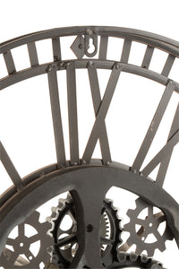 Clock Roman Numerals Visible Mecanism Metal Antique Gold