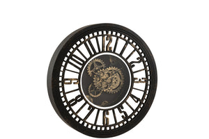 Clock Round Radars Mechanism Mirror Antique Black/Gold