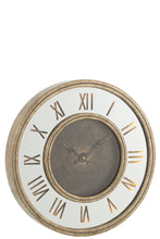 Afbeelding in Gallery-weergave laden, Clock Roman Numerals Led Mirror Mdf Antique Gold Large
