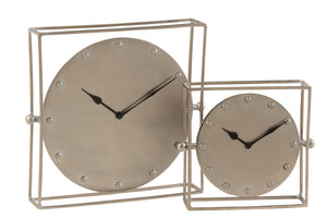 Clock Square Floating Iron Silver Large