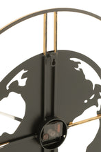 Afbeelding in Gallery-weergave laden, Clock World Map Holes Metal Black/Gold Small
