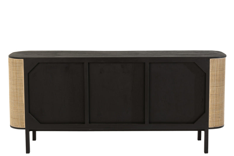 Closet 3 Doors Molly Exotic Wood/Rattan Black