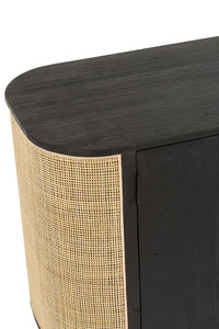 Closet 3 Doors Molly Exotic Wood/Rattan Black