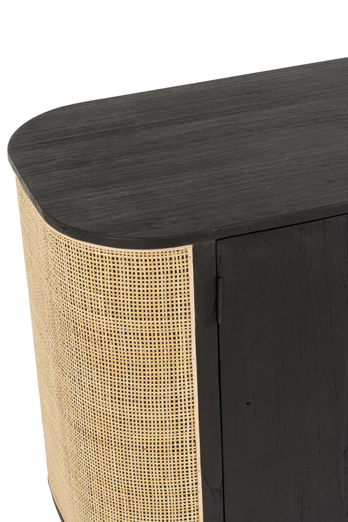 Closet 3 Doors Molly Exotic Wood/Rattan Black