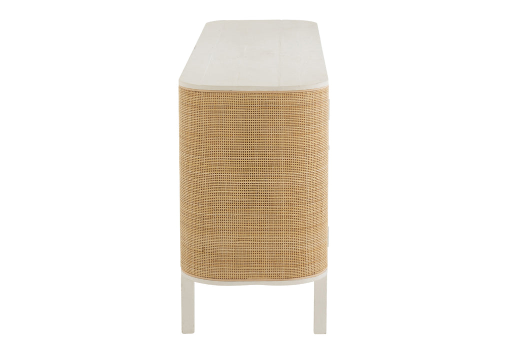 Closet 3 Doors Molly Exotic Wood/Rattan White