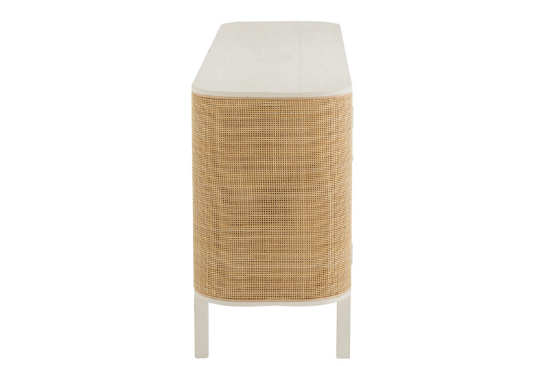 Closet 3 Doors Molly Exotic Wood/Rattan White
