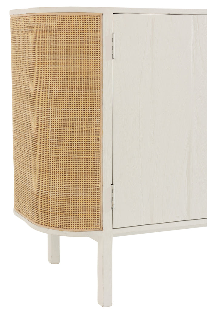 Closet 3 Doors Molly Exotic Wood/Rattan White