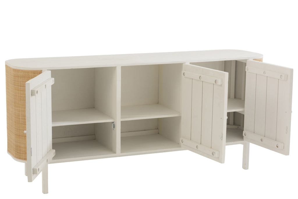 Closet 3 Doors Molly Exotic Wood/Rattan White