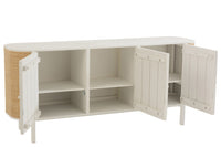 Closet 3 Doors Molly Exotic Wood/Rattan White