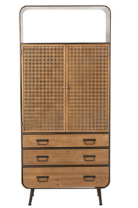 Closet High 3 Drawers Metal/Wood Black/Natural