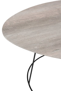 Coffee Table Oval Distorted Mdf/Iron Natural/Black Small