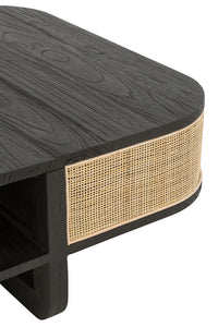 Coffee Table Molly Exotic Wood/Rattan Black