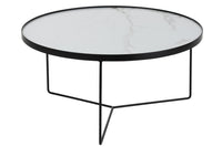 Coffee Table Round Mdf/Iron Black/White Marbled