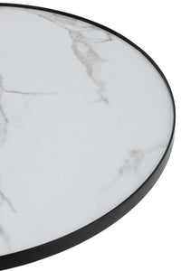 Coffee Table Round Mdf/Iron Black/White Marbled