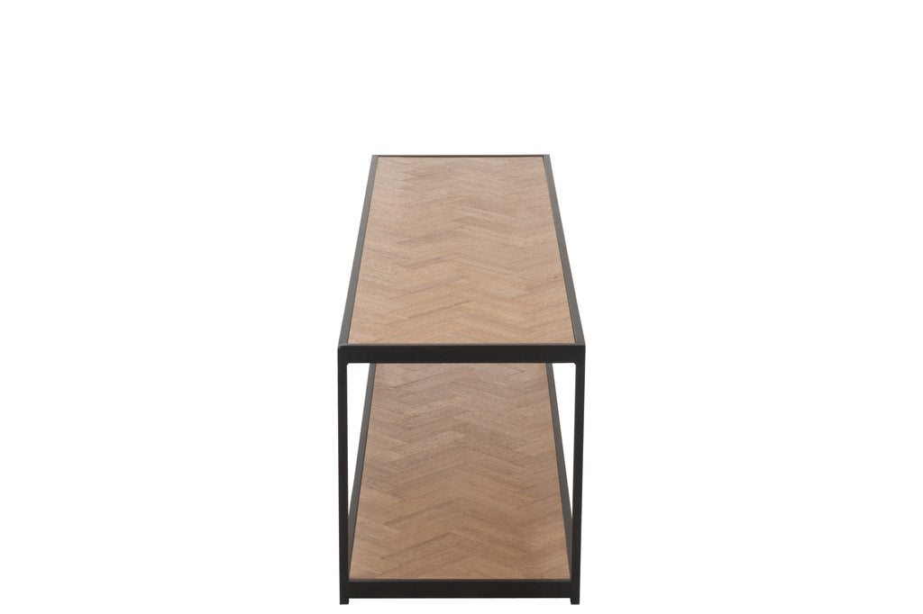 Coffee Table Zigzag Rectangle Wood/Metal Natural/Black