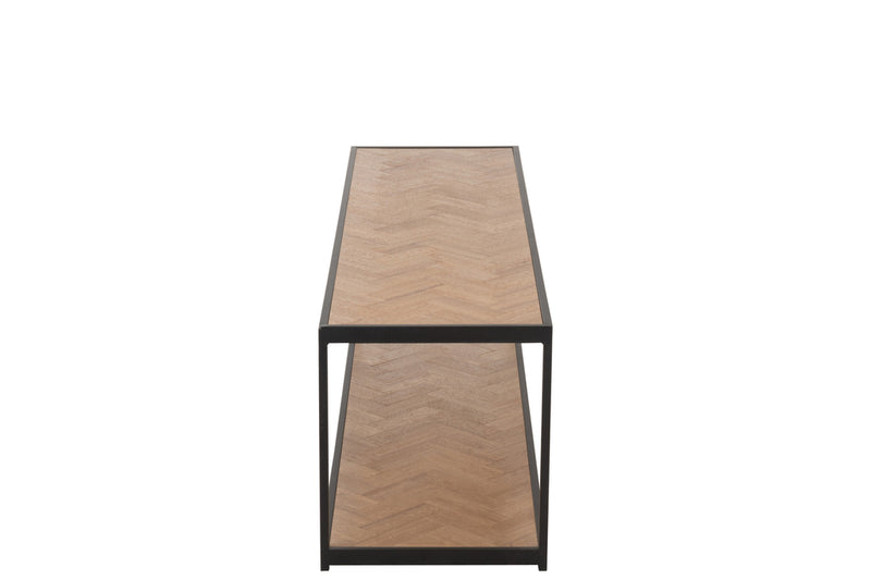 Coffee Table Zigzag Rectangle Wood/Metal Natural/Black