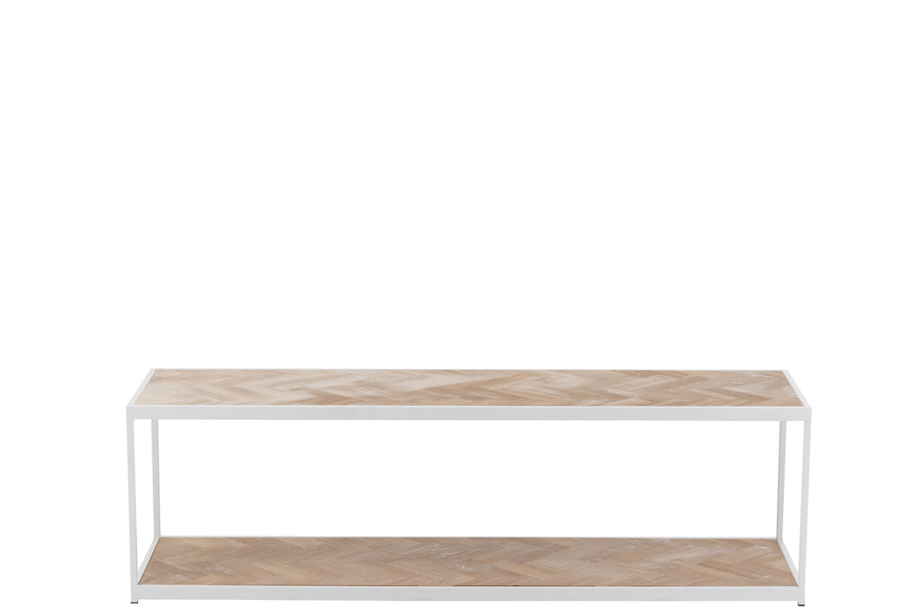 Coffee Table Zigzag Wood/Metal Natural/White