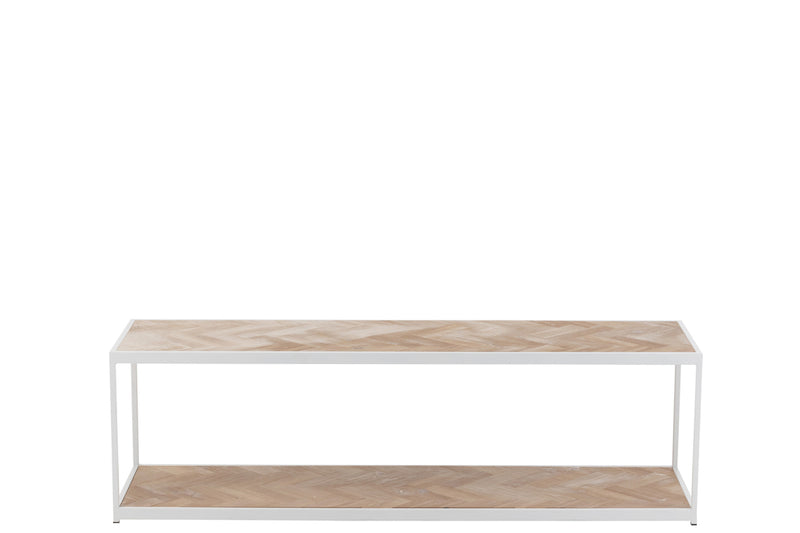 Coffee Table Zigzag Wood/Metal Natural/White