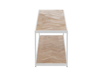 Coffee Table Zigzag Wood/Metal Natural/White