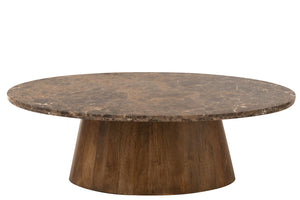 Coffee Table Oval Marble/Mango Wood Brown
