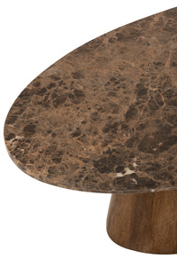 Coffee Table Oval Marble/Mango Wood Brown