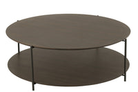 Coffee Table Round Mdf/Metal Dark Brown Large