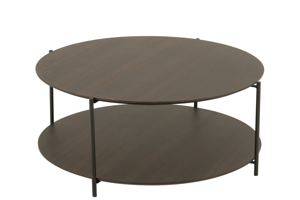 Coffee Table Round Mdf/Metal Dark Brown Small
