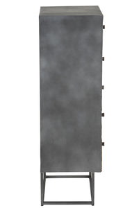 Cupboard Shanil 5 Drawers Wood/Iron Natural/Grey