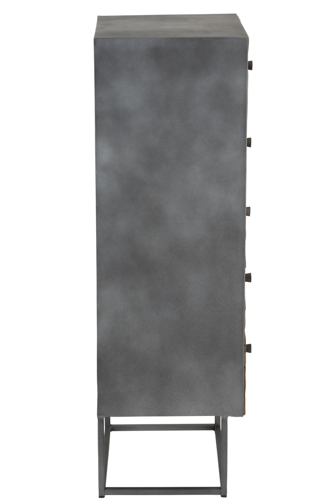 Cupboard Shanil 5 Drawers Wood/Iron Natural/Grey