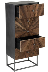 Cupboard Shanil 5 Drawers Wood/Iron Natural/Grey