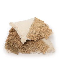 De Raffia Katoenen Kussenhoes - Naturel Wit - 40x40