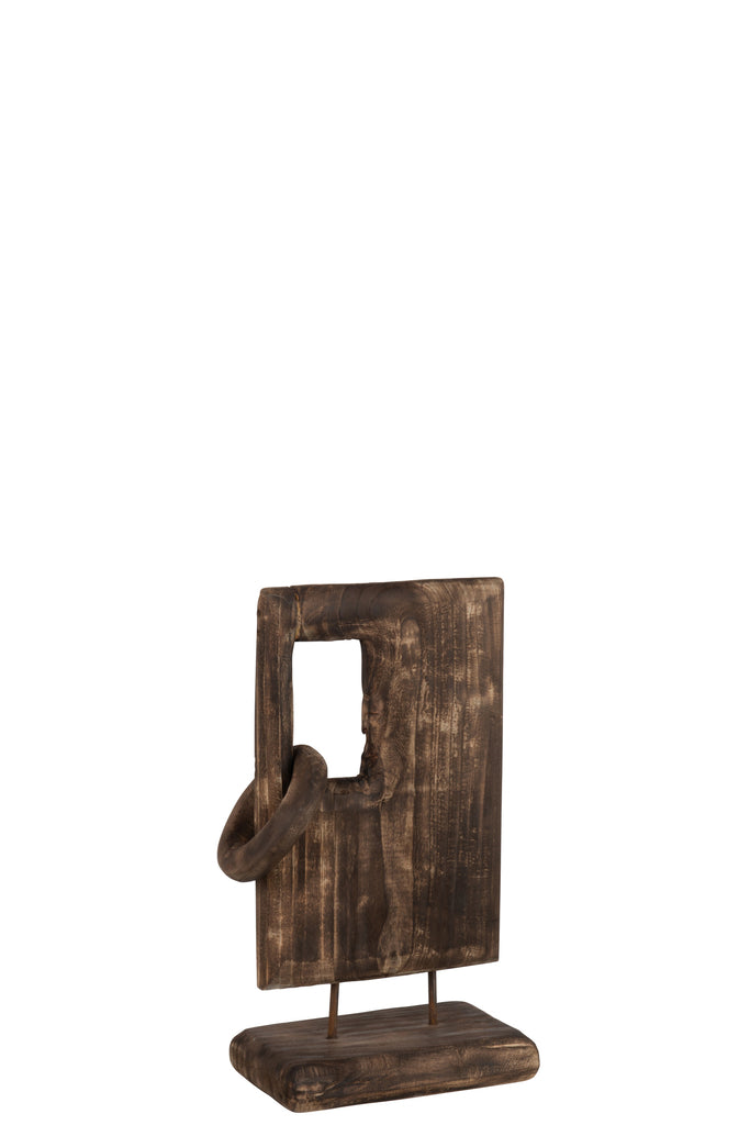 Decoration On Foot Square+Ring Willow Wood Brown