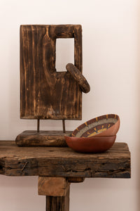Decoration On Foot Square+Ring Willow Wood Brown