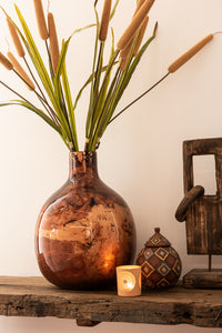 Decoration On Foot Square+Ring Willow Wood Brown