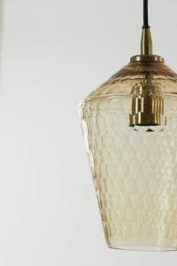 Hanging lamp 18x27 cm DELILA glass amber+antique bronze